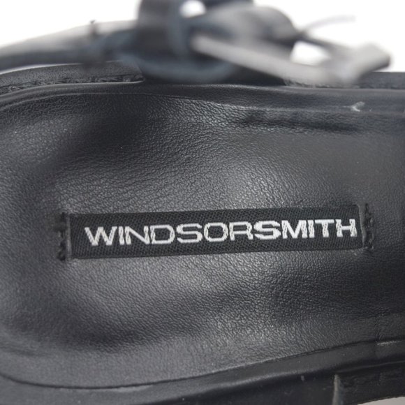 WINDSOR SMITH Lily Black Leather 90s Chunky Platform Block Heel Sandals - Picture 10 of 16